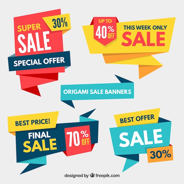 Packung Verkauf Origami Banner Kostenlose Vektoren Packung Verkauf Origami Banner Kostenlose Vektoren