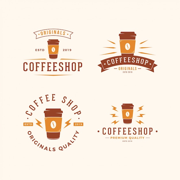 Pappbecher kaffee logo pack Premium Vektoren