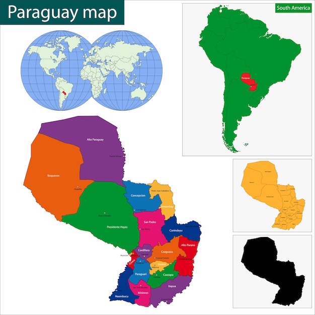Paraguay Karte Premium Vektor