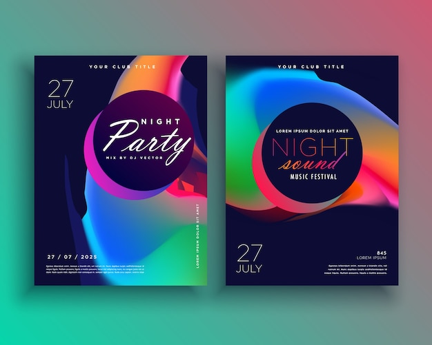 Party-flyer-template-design Mit Lebendigen Farben Abstrakte Form ...