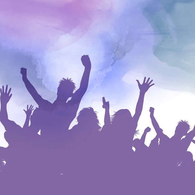 Party-menge auf einem aquarell-hintergrund | Premium-Vektor
