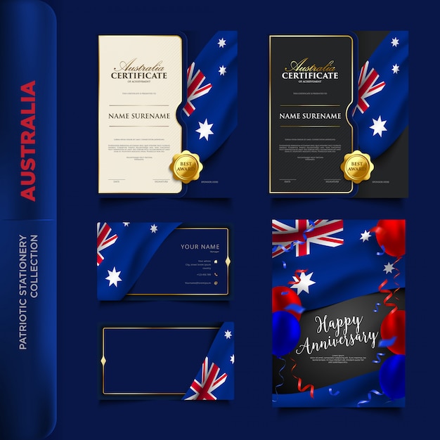 Patriotische briefpapiersammlung australiens Premium Vektoren