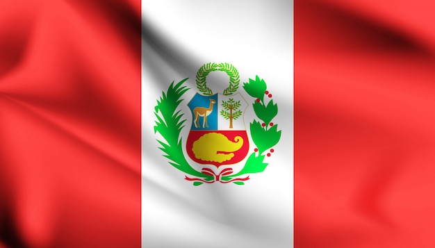 Peru Flagge Die Mit Der Windillustration Weht Premium Vektor