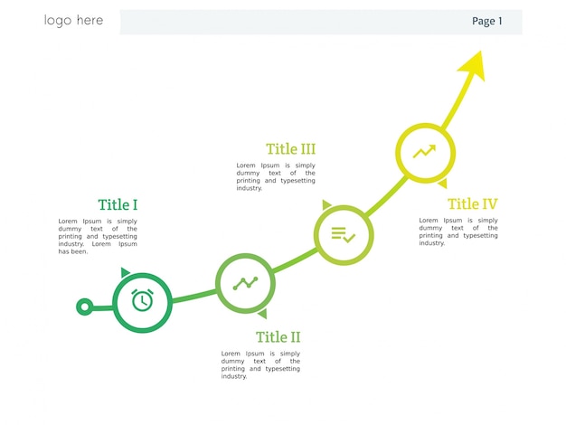 Pfeil Diagramm Mit Vier Element Vorlage Und Powerpoint Und Infografik Premium Vektor