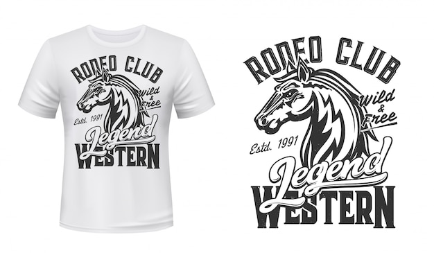 Pferd Mustang Maskottchen T Shirt Druck Vektor Hengst Premium Vektor