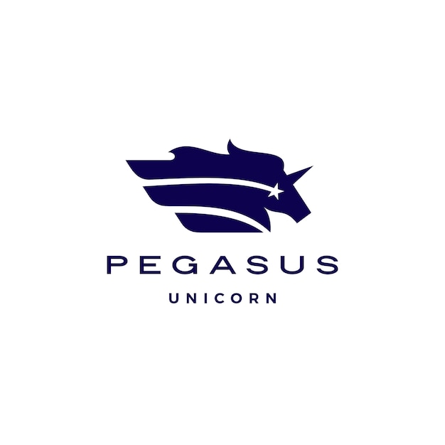 Pferd Pegasus Einhorn Stern Flugel Logo Premium Vektor