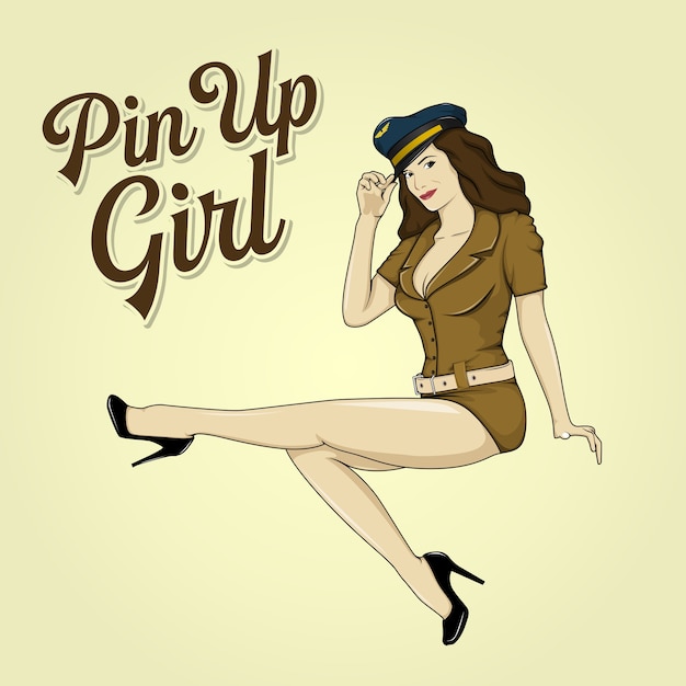 Pin Up Girl Retro Premium Vektor