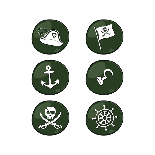 Piraten-zeichen-icon-set | Premium-Vektor