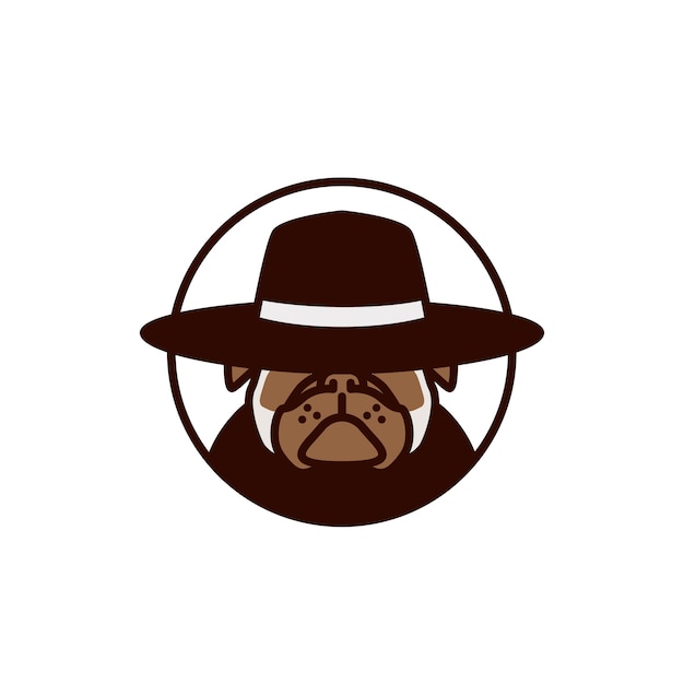 Pitbull unter verwendung der hutlogo-vektorillustration Premium Vektoren