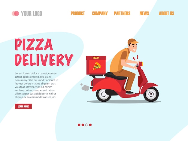 Pizza delivery landing page Premium Vektoren