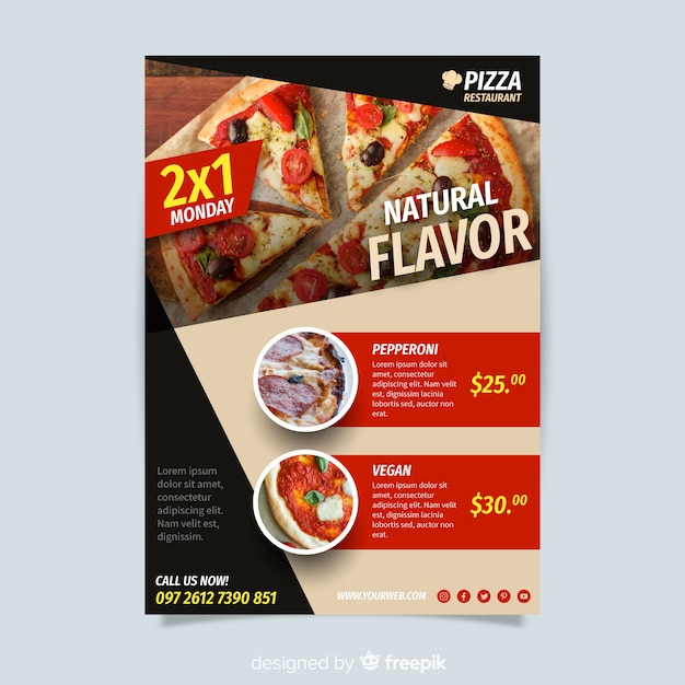 Pizza Flyer Vorlage Kostenlose Vektor