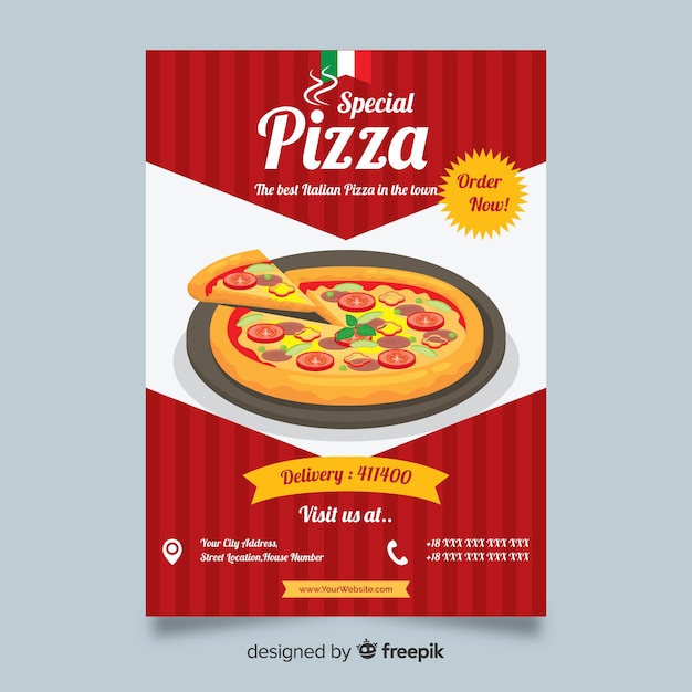 Pizza Flyer Vorlage Kostenlose Vektor