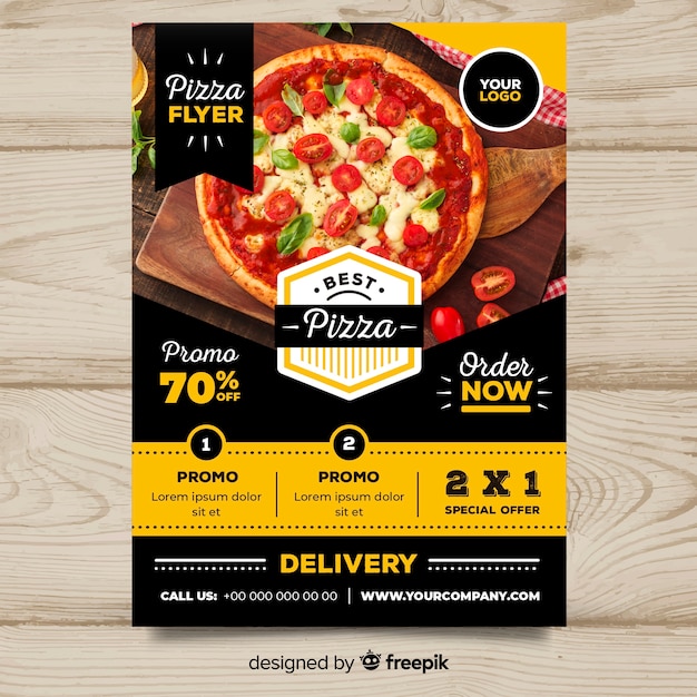 Pizza-flyer-vorlage  Download der kostenlosen Vektor