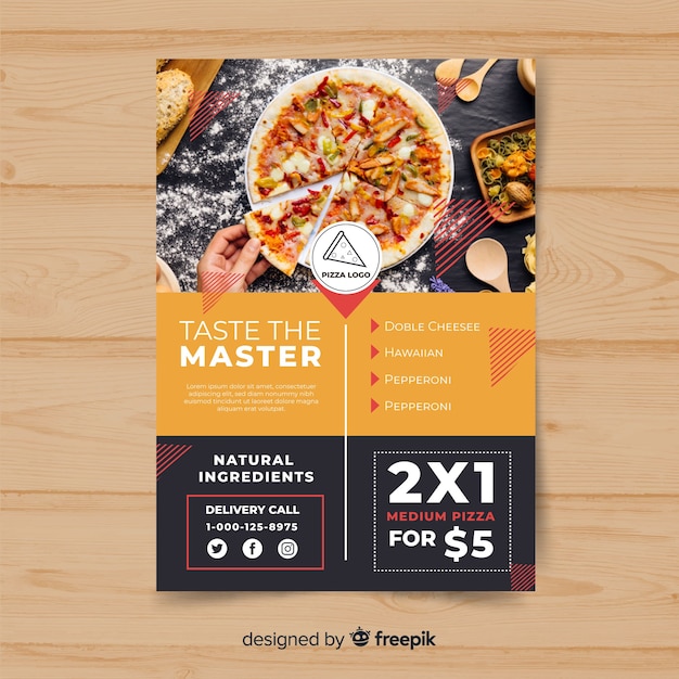 Pizza Flyer Vorlage Kostenlose Vektor