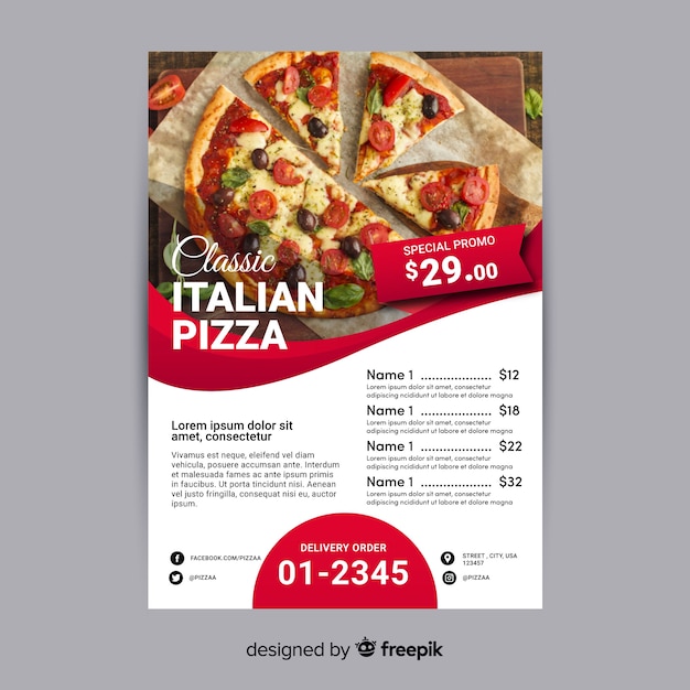 Pizza Flyer Vorlage Kostenlose Vektor