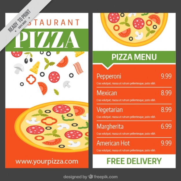 Pizza Menu Vorlage Kostenlose Vektor