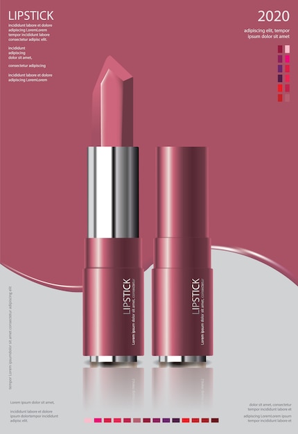 Plakat Kosmetischer Lippenstift Werbung Kostenlose Vektor