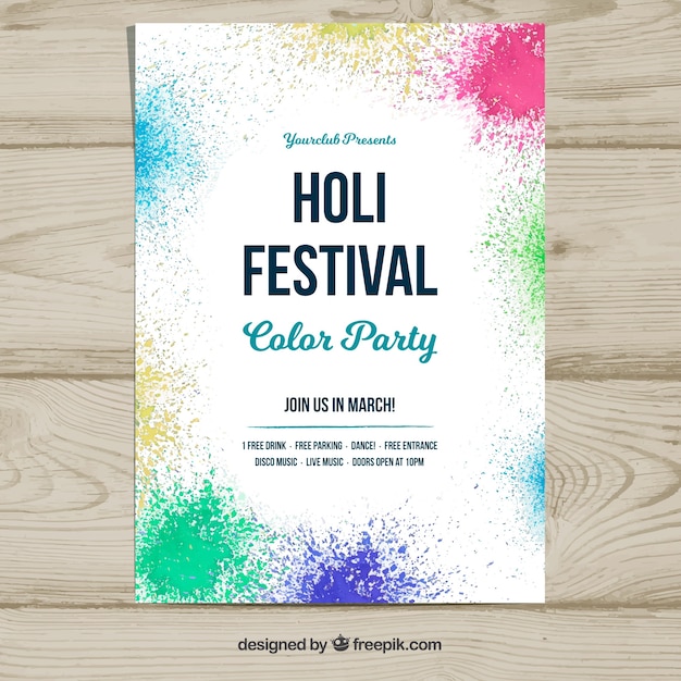Plakat vorlage für das holi festival | Kostenlose Vektor