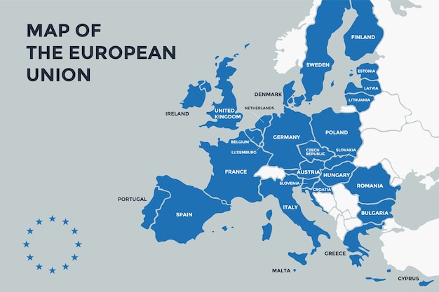 \ plakatkarte der europäischen union mit ländernamen. drucken sie eine