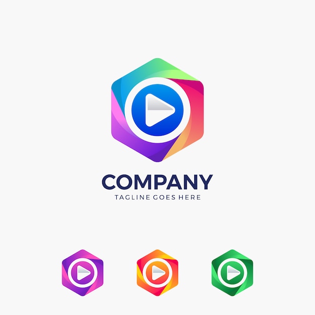 Play Button Logo Design Vorlage Unterhaltungsgeschaft Videobearbeitung Aufnahme Video App Usw Premium Vektor