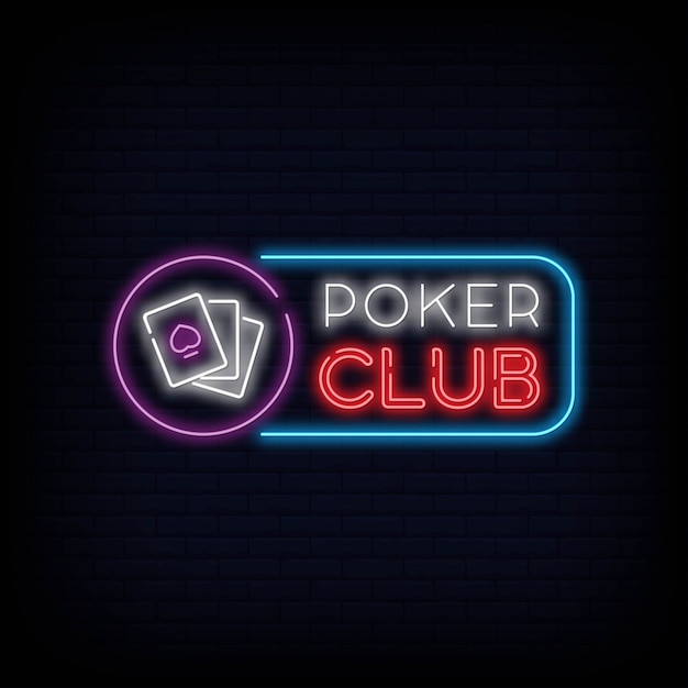 Poker Club Leuchtreklame Schild Effekt Premium Vektor