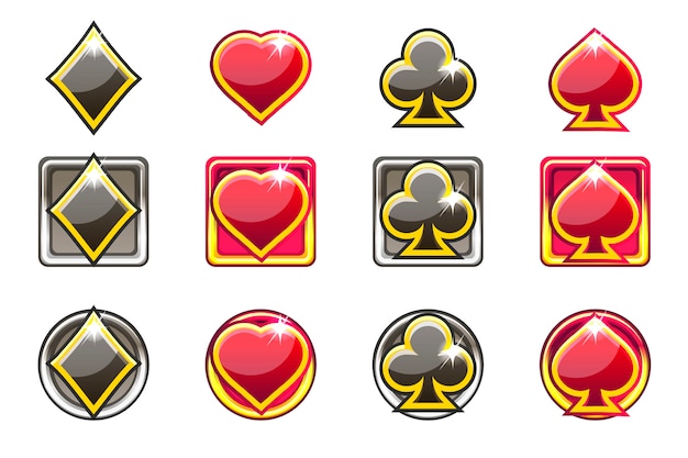 Pokersymbole Von Spielkarten In Rot Und Schwarz App Symbole Fur Ui Premium Vektor