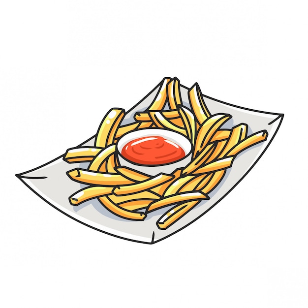 Pommes Frites Mit Sosse Premium Vektor