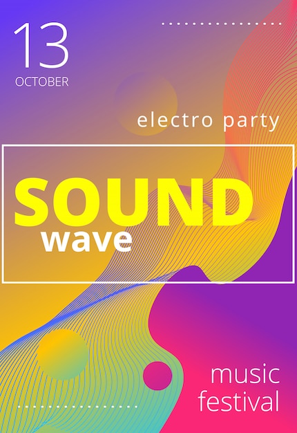 Poster Fur Elektronische Musik Moderner Club Party Flyer Musikhintergrund Der Abstrakten Farbverlaufe Musikfest Cover Premium Vektor