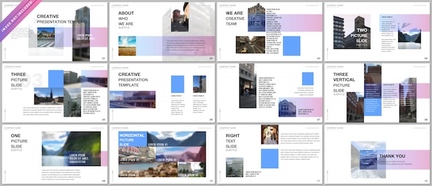 Präsentations-portfolio-vorlagen mit bunten farbverlauf Premium Vektoren