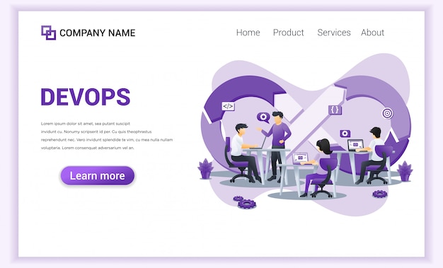Programmierer bei der arbeit landing page. Premium Vektoren