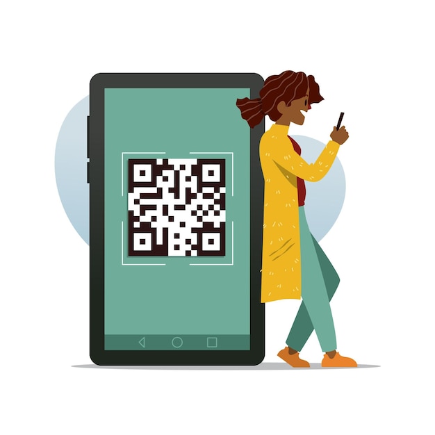 Qr-code-scan-konzept mit zeichen | Kostenlose Vektor