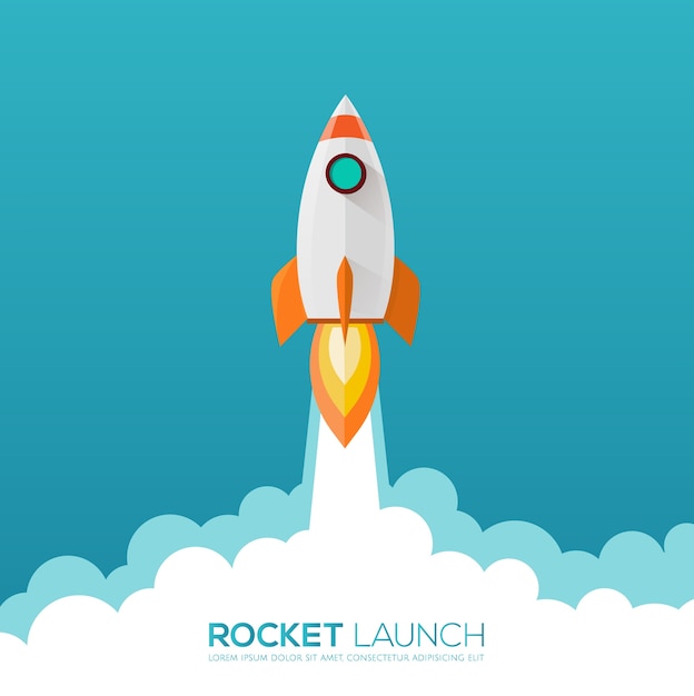 Raketenstartdesignikone und -logo. Premium Vektoren