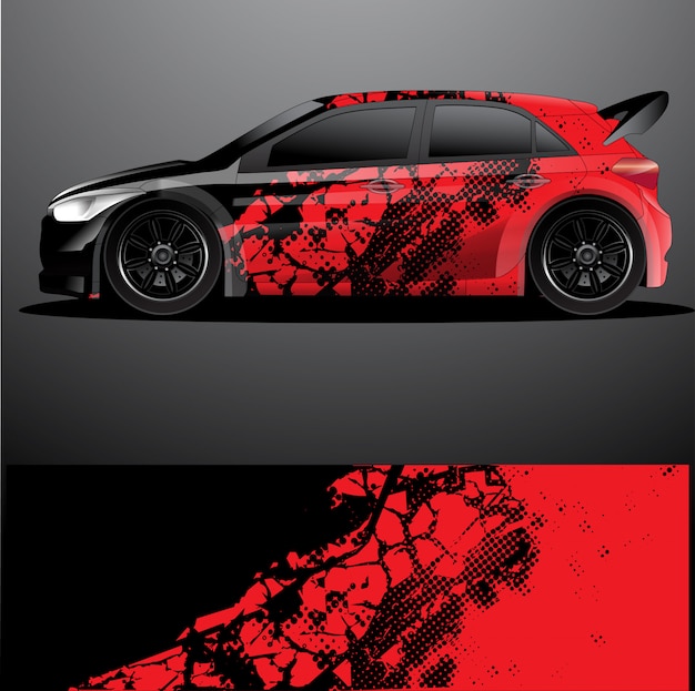 Rallye Auto Aufkleber Grafik Wrap Abstrakter Hintergrund Premium Vektor