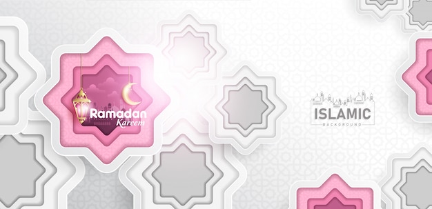Ramadan kareem background in papierkunst oder in papier geschnittener art vektor Premium Vektoren