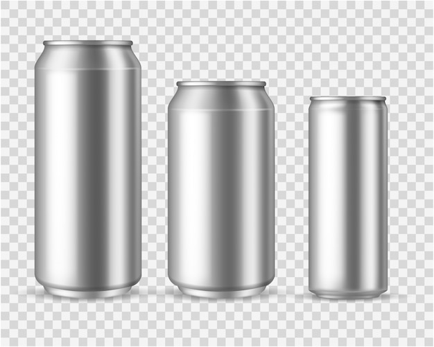 Realistische Aluminiumdosen Blank Metallic Kann Bier Soda Wasser Saft Verpackung 300 330 500 Leere Behalter Vorlage Trinken Premium Vektor