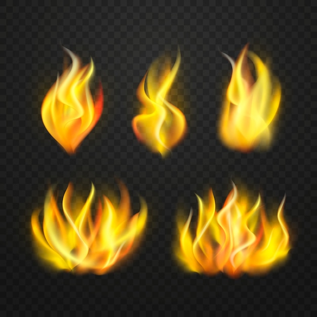 Realistische Feuer Flammen Sammlung Kostenlose Vektor