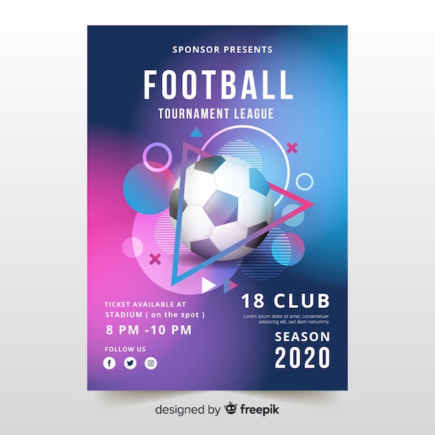 Realistische Fussball Plakat Vorlage Kostenlose Vektor