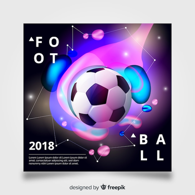 Realistische Fussball Plakat Vorlage Kostenlose Vektor