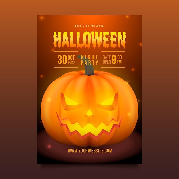 Realistische Halloween Partyplakatschablone Kostenlose Vektor