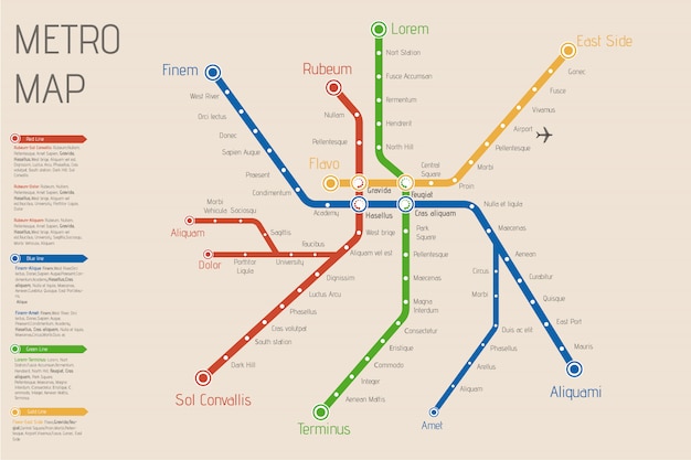Realistische stadt metro karte | Premium-Vektor