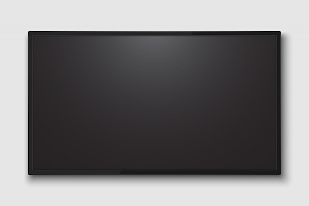 Realistischer fernsehbildschirm. moderne fernseh-lcd-platte mit fußballspiel Premium Vektoren