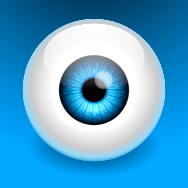 Realistisches logo-design für blaues auge. Premium Vektoren