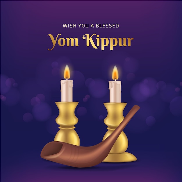 Realistisches yom kippurkonzept Kostenlose Vektor