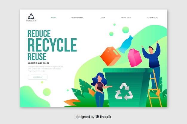 Recycling Mull Landing Page Vorlage Kostenlose Vektor