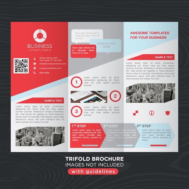 Red Grau Business Trifold Broschure Layout Vorlage Kostenlose Vektor