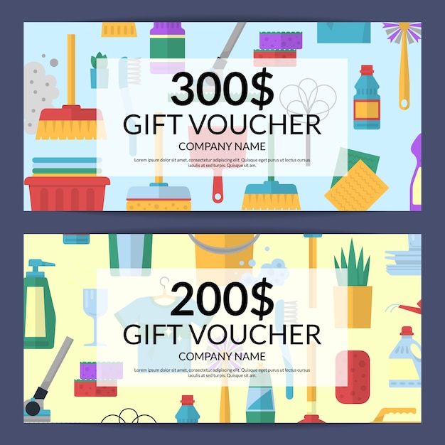 Reinigungsgutschein rabatt. geschenkgutschein für die reinigung Premium Vektoren