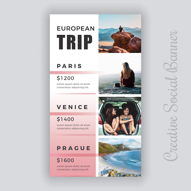 Reise-social media-post-vorlage Premium Vektoren