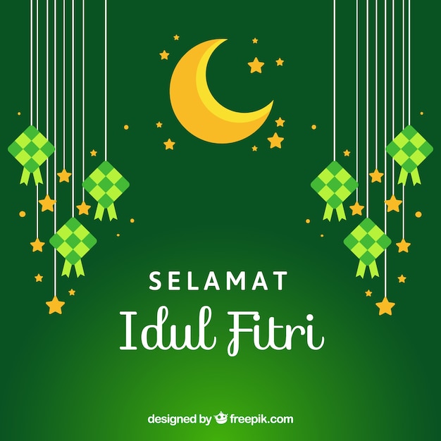 Reizender idul fitri hintergrund mit flachem design 