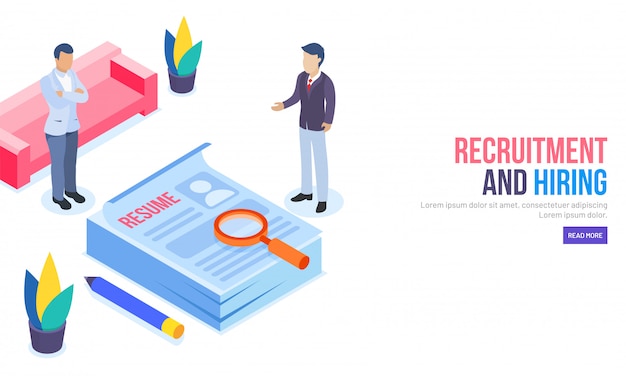 Rekrutierung oder hiring-konzept basierte landing-page. Premium Vektoren