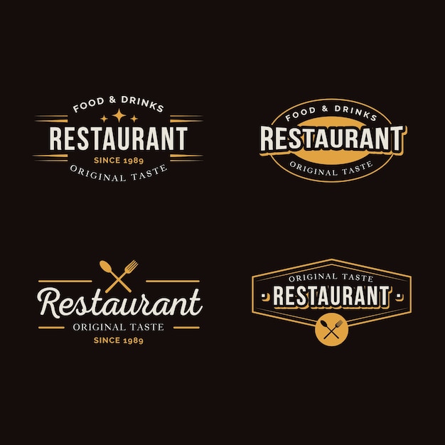 Restaurant retro-label-auflistung Kostenlosen Vektoren
